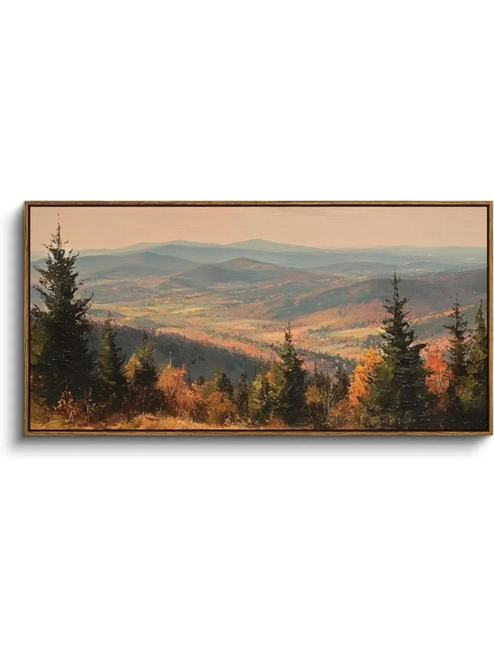 Extra Large Framed Fall Wall Art - Autumn Mountains Forest Decor, 20x40in